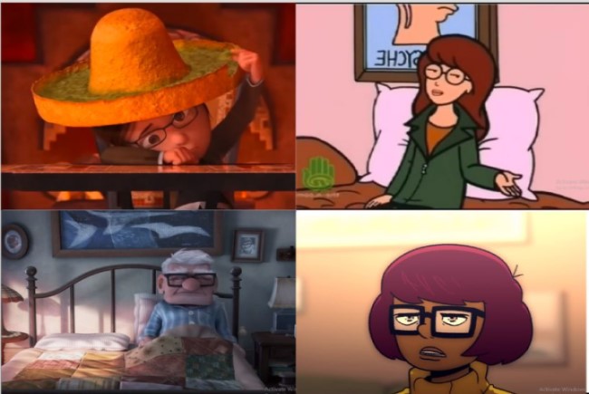 cartoon characters with glasses