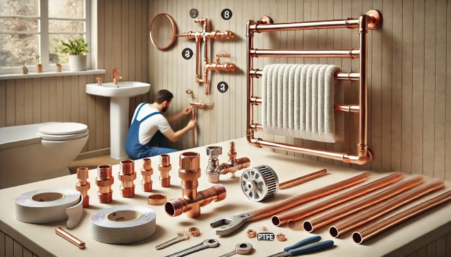 how to connect a copper pipe to a towel rail