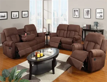 Sorrento Recliner 3 Seater and 2-Seater Sofa Set in Grey Aire Leather with Cupholders