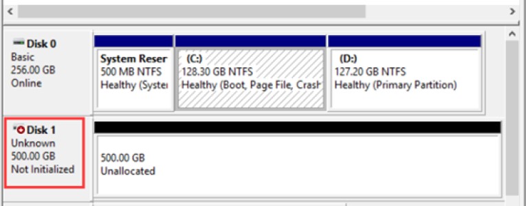Disk Unknown Not Initialized