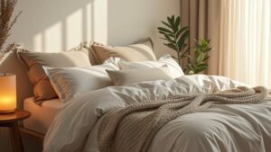 Serene sunlit bedroom oasis